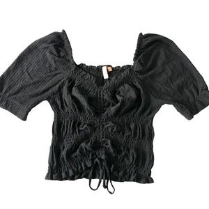 Anthropologie Pilcro Cinched Front Puff Sleeve Knit Top/blouse/shirt